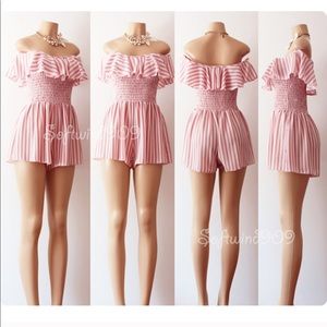 Pink striped romper